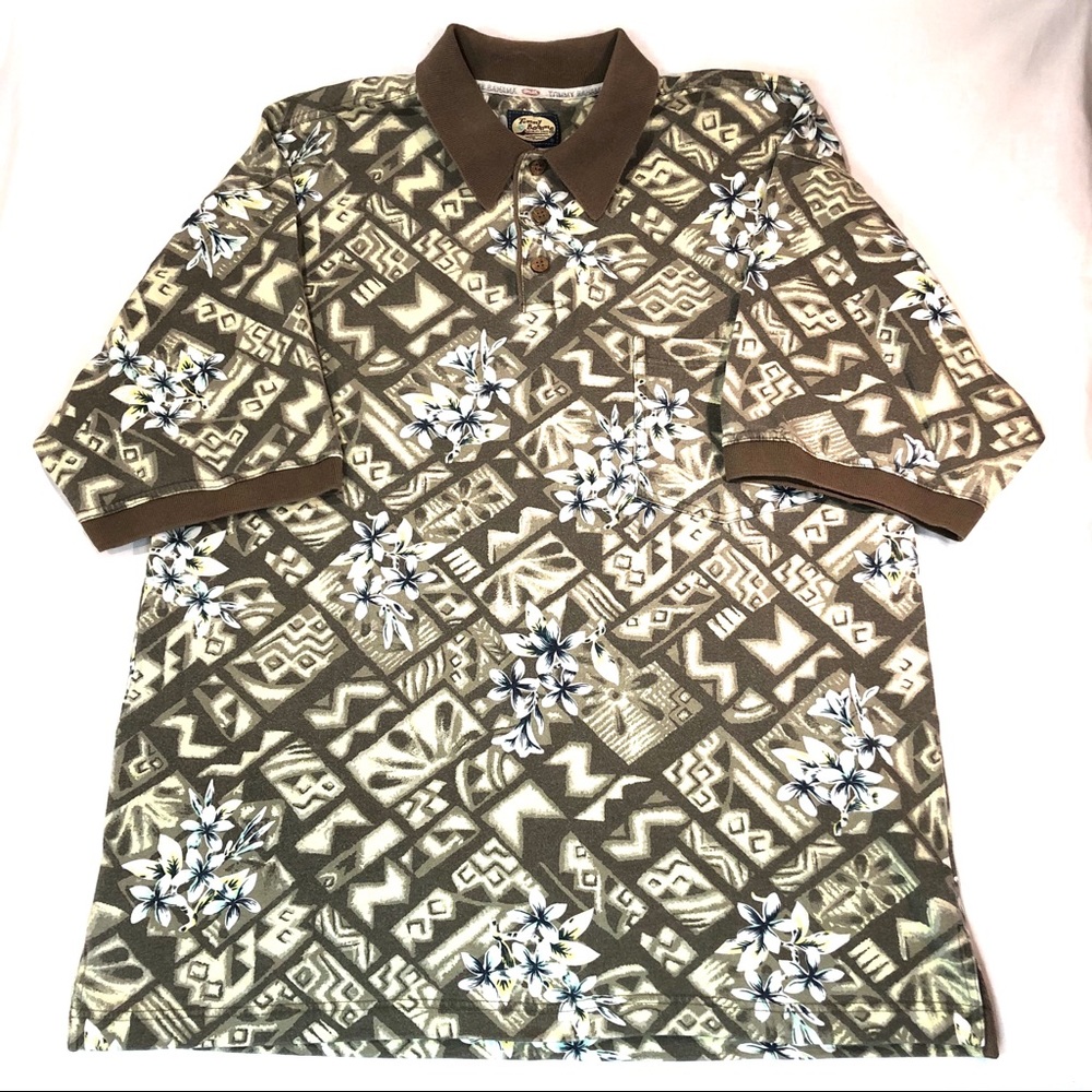 Tommy Bahama Men’s Floral Hawaiian Polo Sz Large